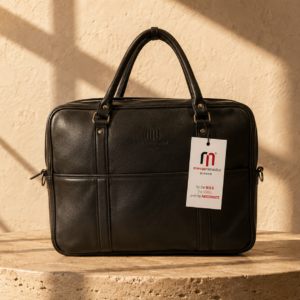 Black Leather Laptop Bag – Classic Business Style