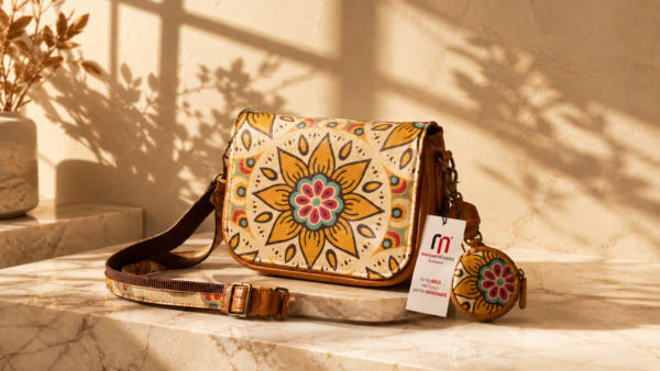 Mandela Print Leather Ladies Sling Bag – African-Inspired Everyday Elegance