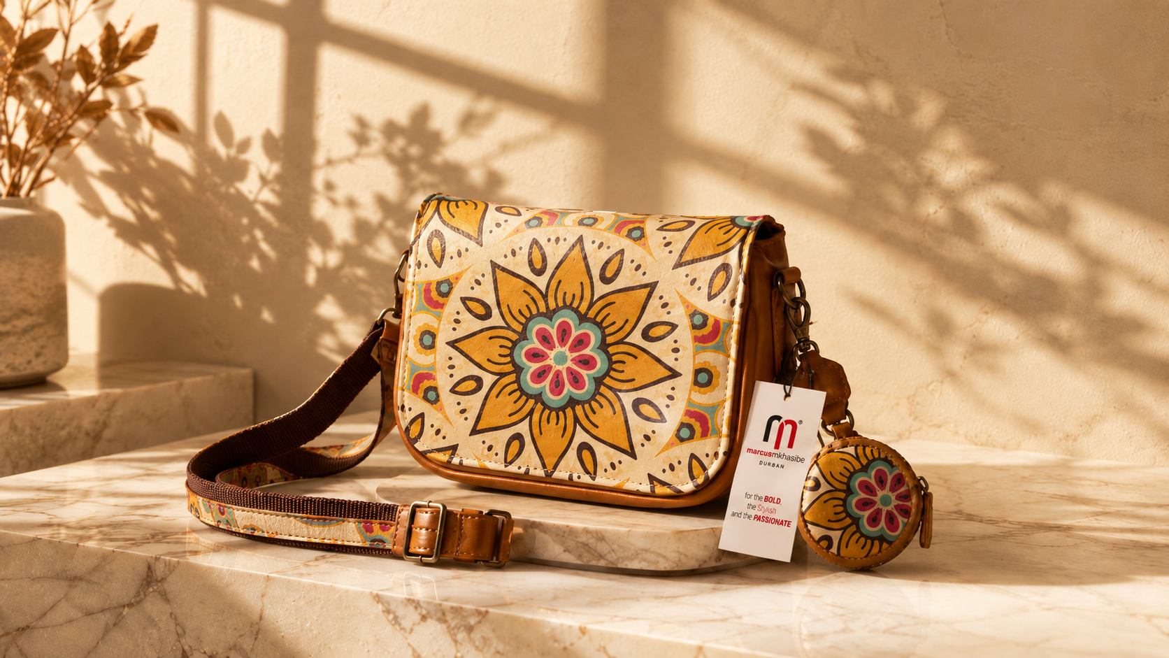 Mandela Print Leather Ladies Sling Bag – African-Inspired Everyday Elegance