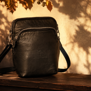 Black Leather Unisex Sling Bag – Everyday Crossbody