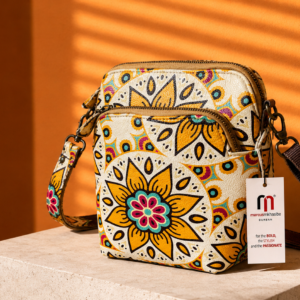 Mandela Print Unisex Leather Sling Bag – African-Inspired Everyday Crossbody