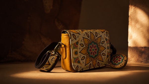 Mandela Print Leather Ladies Sling Bag – African-Inspired Everyday Elegance