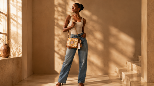 Mandela Print Leather Ladies Sling Bag – African-Inspired Everyday Elegance