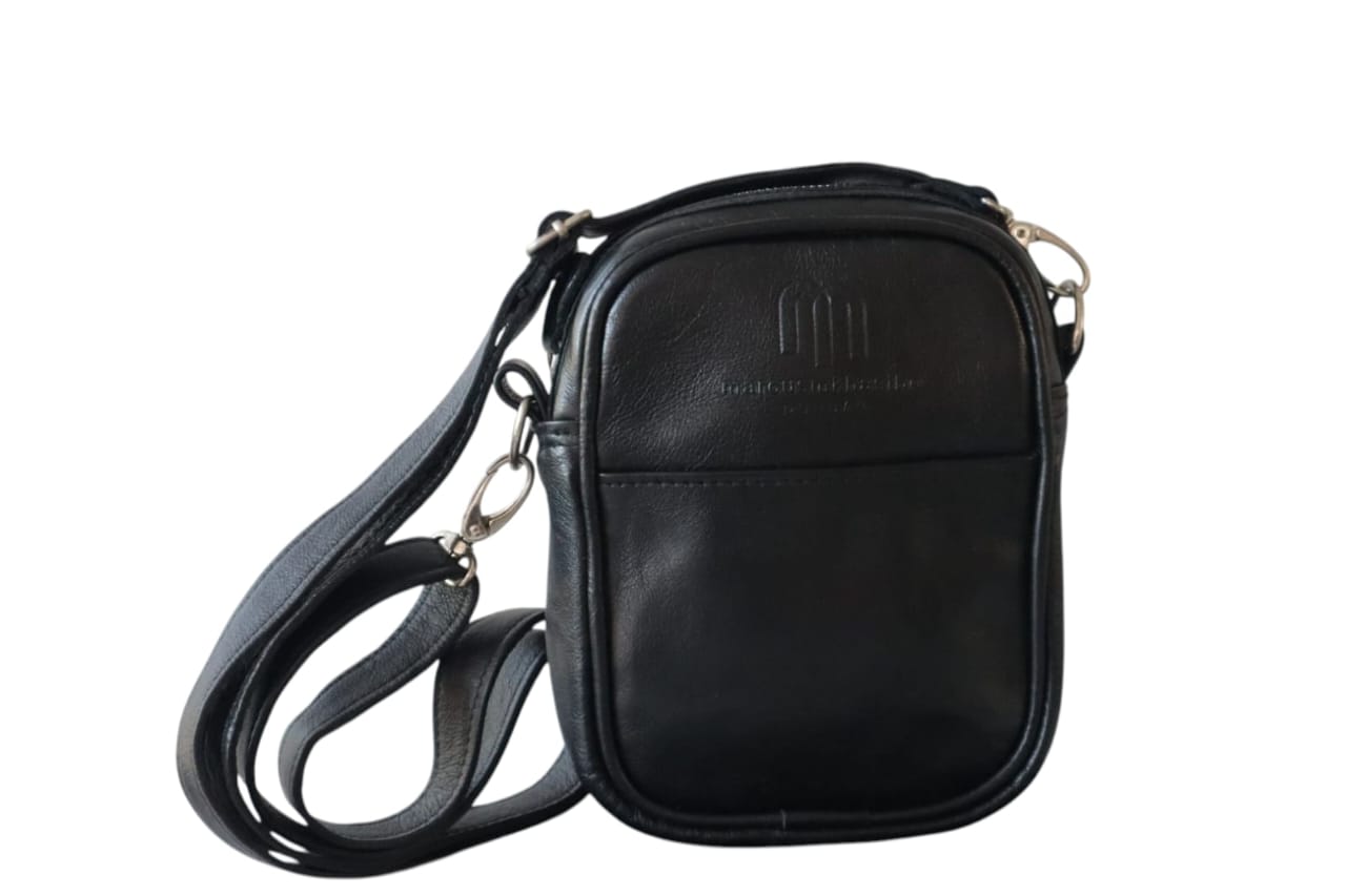 Black Leather Unisex Sling Bag – Everyday Crossbody